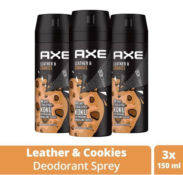 Axe Erkek Deodorant Sprey Leather & Cookies 150 ml x 3 Adet - Image 1