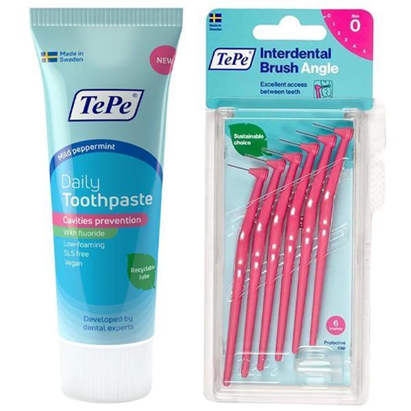 Tepe Daily Diş Macunu 75 ml + Arayüz Fırçası Pembe 0.4 mm 6 lı - Image 1
