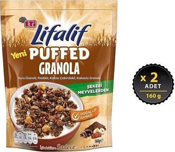 Eti Lifalif Puffed Granola Kakao 160 gr x 2 Adet - Image 1