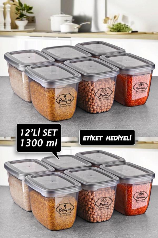 Queen's Kitchen 12 Adet 1300ml Etiket Hediyeli Saklama Seti - Image 1
