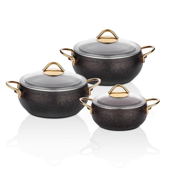 Taç Luna Granit 3 lü Güveç Set Siyah - Image 1