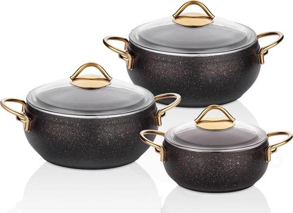 Taç Luna Granit 3 lü Güveç Set Siyah - Image 1