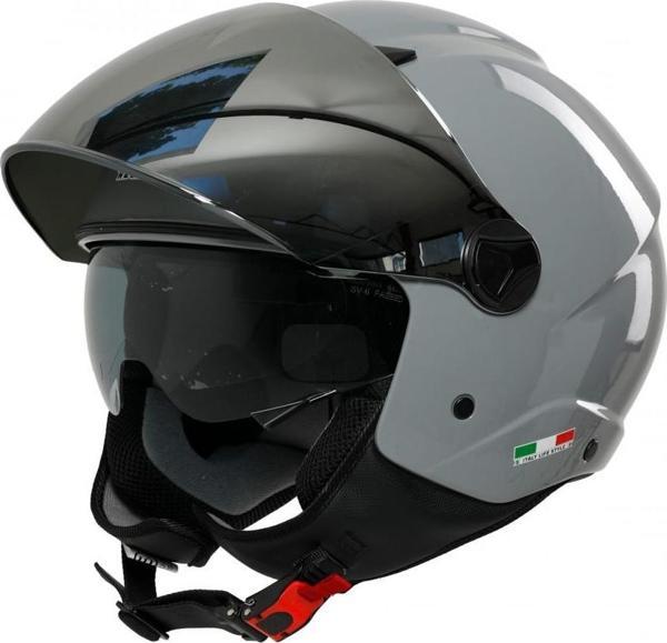 SWAY SW 765 AYNALI VİZÖRLÜ YARIM KASK NARDO GRİ - Image 1