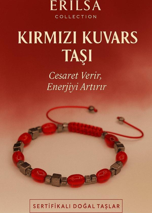 Sertifikalı Kırmızı Kuvars Taşı Bileklik - Cesaret Veren Enerjiyi Artıran Şık Takı - Image 1