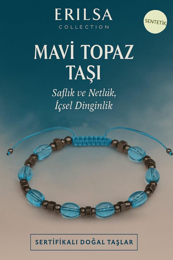 Sertifikalı Sentetik Mavi Topaz Taşı Bileklik - Saflık Netlik ve İçsel Dinginlik - Image 1