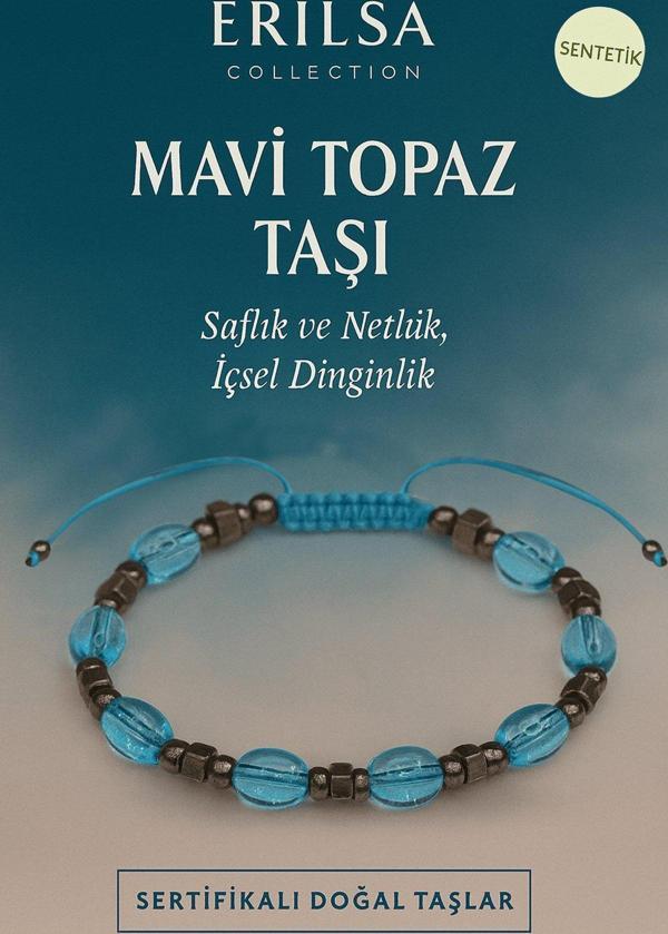 Sertifikalı Sentetik Mavi Topaz Taşı Bileklik - Saflık Netlik ve İçsel Dinginlik - Image 1
