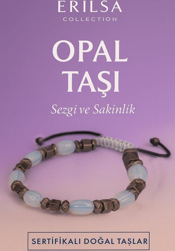 Sertifikalı Doğal Opal Taşı Bileklik - Sezgi Gücü ve İçsel Sakinlik Veren Şık Takı - Image 1