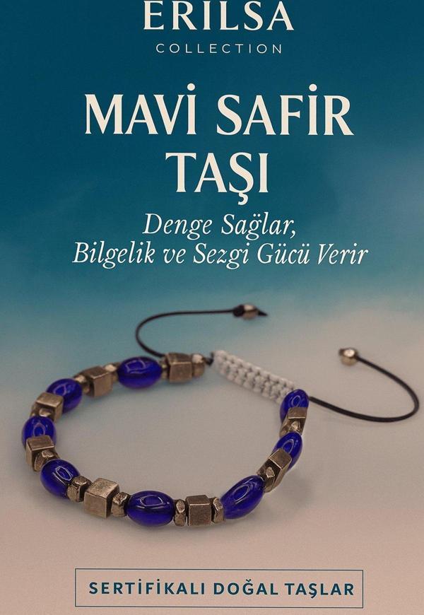 Sertifikalı Sentetik Mavi Safir Taşı Bileklik - Denge Bilgelik ve Sezgi Gücü Veren Takı - Image 1