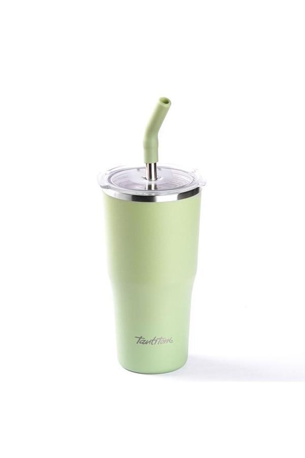 TANTİTONİ YEŞİL 2 KAPAKLI ÇİFT KATMANLI PİPETLİ TERMOS BARDAK 530ML - Image 1