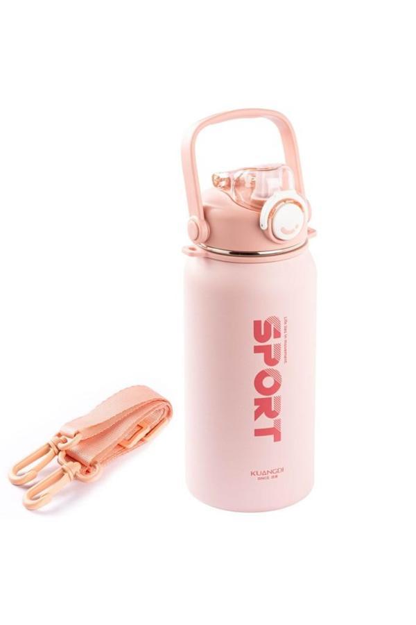 OKADI SPORT PİPETLİ PEMBE PASLANMAZ ÇELİK TERMOS 1.3L - Image 1