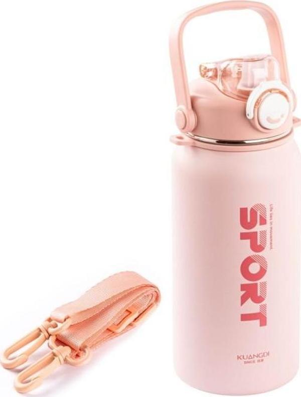 OKADI SPORT PİPETLİ PEMBE PASLANMAZ ÇELİK TERMOS 1.3L - Image 1