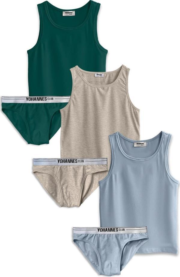 Yohannes Club, Erkek Çocuk, Pamuklu Slip&Atlet, Alt-Üst,  3 Çift Takım,  - Image 1