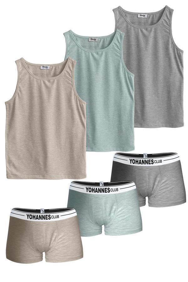 Yohannes Club, Erkek Çocuk, Pamuklu Boxer&Atlet, Alt-Üst,  3 Çift Takım,  - Image 1