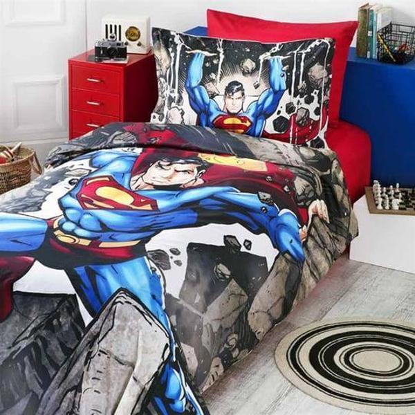 ÖZDİLEK TEK KİŞİLİK LİSANSLI NEVRESİM TAKIMI SUPERMAN STONE - Image 1