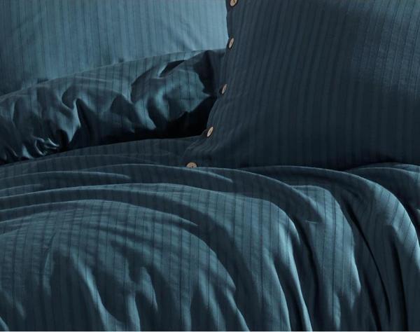 LİMASSO GOFRE ÇİFT KİŞİLİK NEVRESİM TAKIMI PARADİSO DRESS BLUE - Image 1