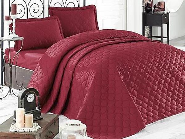 CLASY RANFORCE YATAK ÖRTÜSÜ ÇİFT KİŞİLİK RABEL BORDO - Image 1