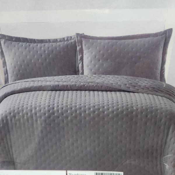 BELLA HOME WASHED ÇİFT KİŞİLİK YATAK ÖRTÜSÜ PATİ ANTRASİT - Image 1