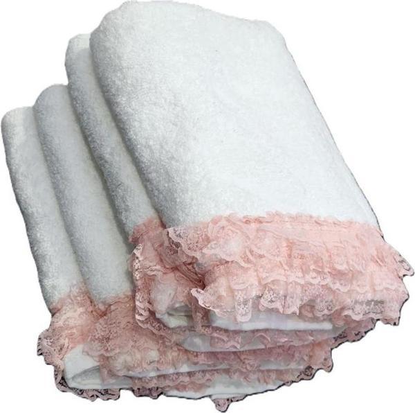 VNL 2 Lİ BOĞAZİÇİ DANTELLİ HAVLU SETİ PEMBE - Image 1