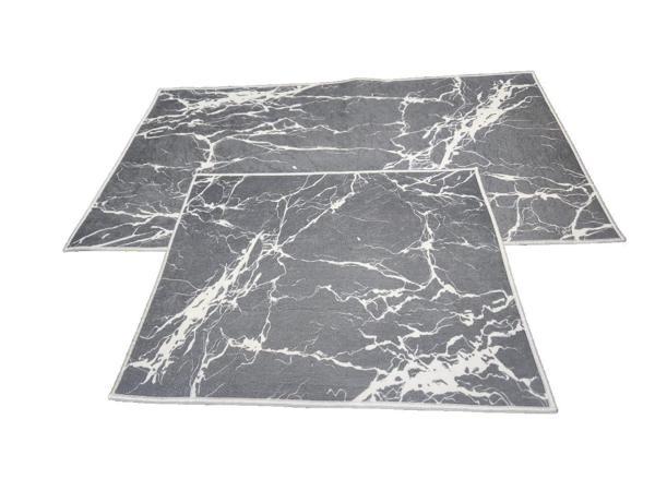 2Lİ BANYO SETİ BASKILI MERMER GRİ - Image 1
