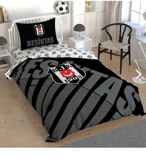 BRF LİSANSLI TEK KİŞİLİK NEVRESİM TAKIMI BEŞİKTAŞ SİYAH LOGO - Image 1
