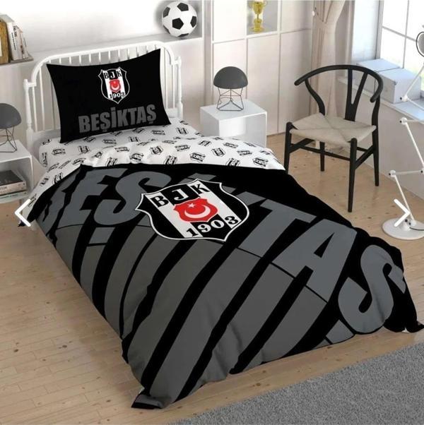 BRF LİSANSLI TEK KİŞİLİK NEVRESİM TAKIMI BEŞİKTAŞ SİYAH LOGO - Image 1