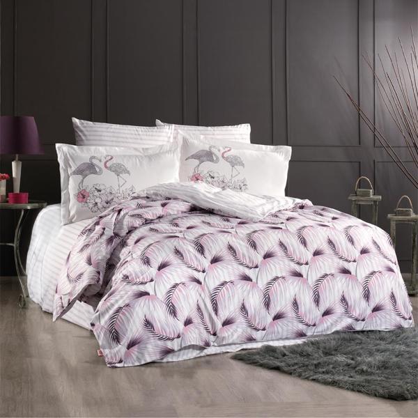 HOBBY POPLİN TEK KİŞİLİK NEVRESİM TAKIMI FLORİNA MÜRDÜM - Image 1