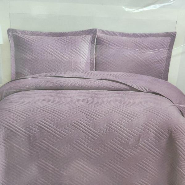 BELLA HOME WASHED ÇİFT KİŞİLİK YATAK ÖRTÜSÜ MOZAİK KÜL MORU - Image 1