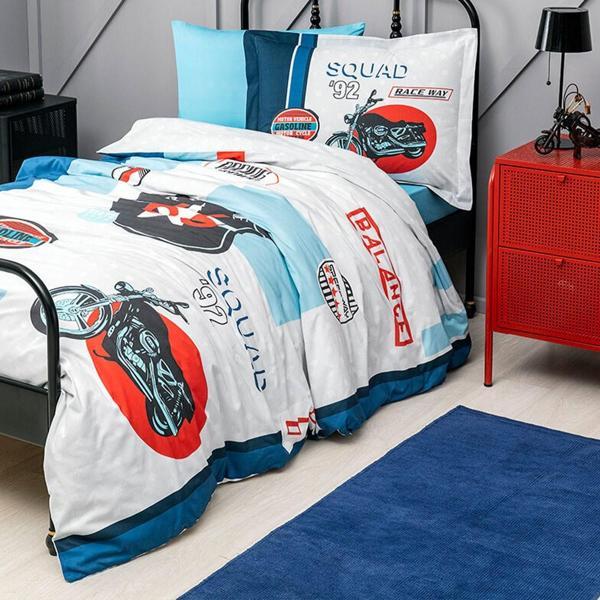 ÖZDİLEK TEK KİŞİLİK NEVRESİM TAKIMI RACE ROAD MAVİ - Image 1