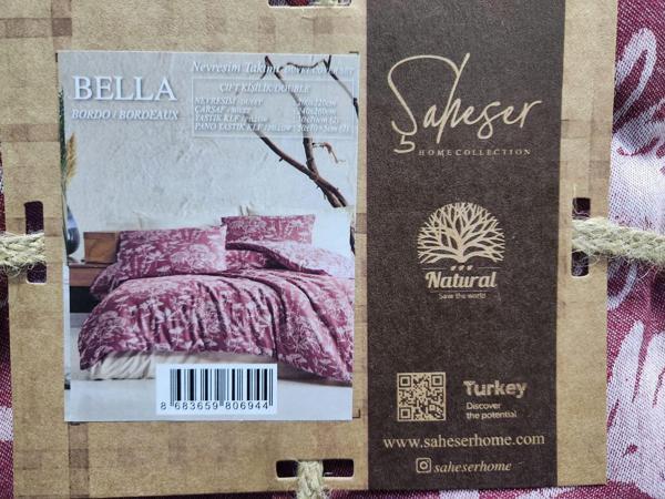 ŞAHESER ÇİFTKİŞİLİK NEVRESİM TAKIMI BELLA BORDO - Image 1