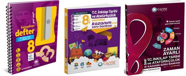 Çanta 2025 8. Sınıf İnkılap Tarihi Etkinlikli Kazanım + Zaman Ayarlı Soru + Defter Seti 3 Kitap - Çanta Yayınları - Image 1