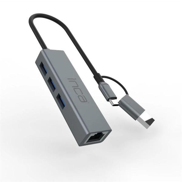 Inca Iutp-03t Usb Hubx3 Usb 3.0 10 Gbps+ethernet Rj45 1000mbps Çoklayıcı - Image 1