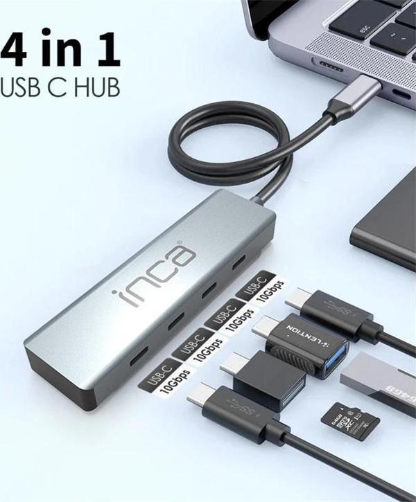 Inca Itpt-4t Type-c Hub X4 Type-c Port 3.1 10gbps Alumınyum Kasa Çoklayıcı - Image 1
