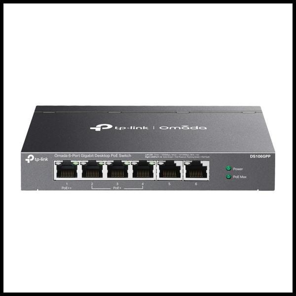 Omada Ds106gpp, 6 Port Gigabit, 3 Port Gigabit Poe+, 64w, 1 Port Gigabit Poe++, Yönetilemez, Metal K - Image 1