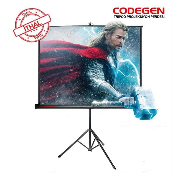 Codegen Tx-20 Trıpod Projeksiyon Perdesi 200x200 (arkası Siyah Fonlu - Taşınabilir Ayaklı Model) - Image 1