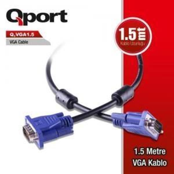 Qport Q-vga1.5 15 Pın Fıltrelı Vga Kablo 1.5mt - Image 1