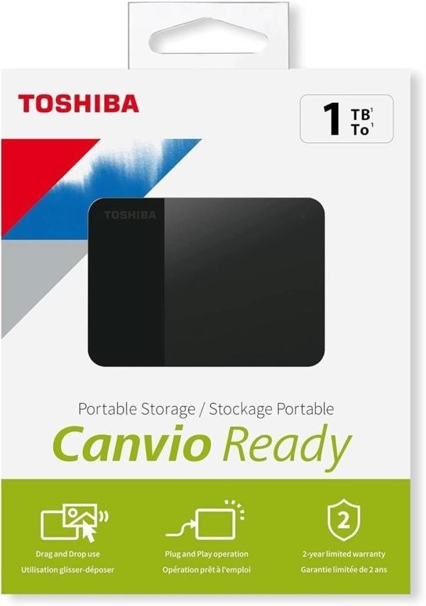 Toshıba Hdtp310ek3aa, Canvio Ready, 1tb, 2.5" Usb 3.0, Taşınabilir, Harici Hdd, (black) - Image 1