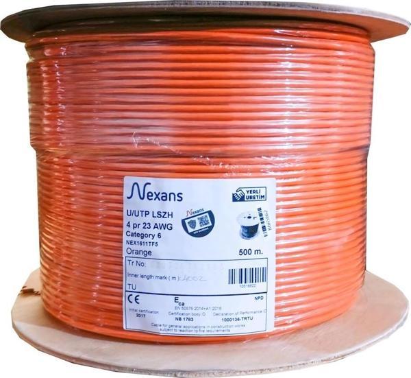 Nexans Nex1611tf5, Turuncu, Cat6, 500m, 23awg (0,58mm), Utp, %100 Bakır, Lszh Halogen Free, Makara,  - Image 1