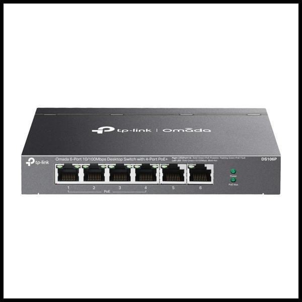 Omada Ds106p, 6 Port Megabit,  4 Port Megabit Poe+, 67w, Yönetilemez, Masaüstü Metal Kasa Sessiz Swi - Image 1