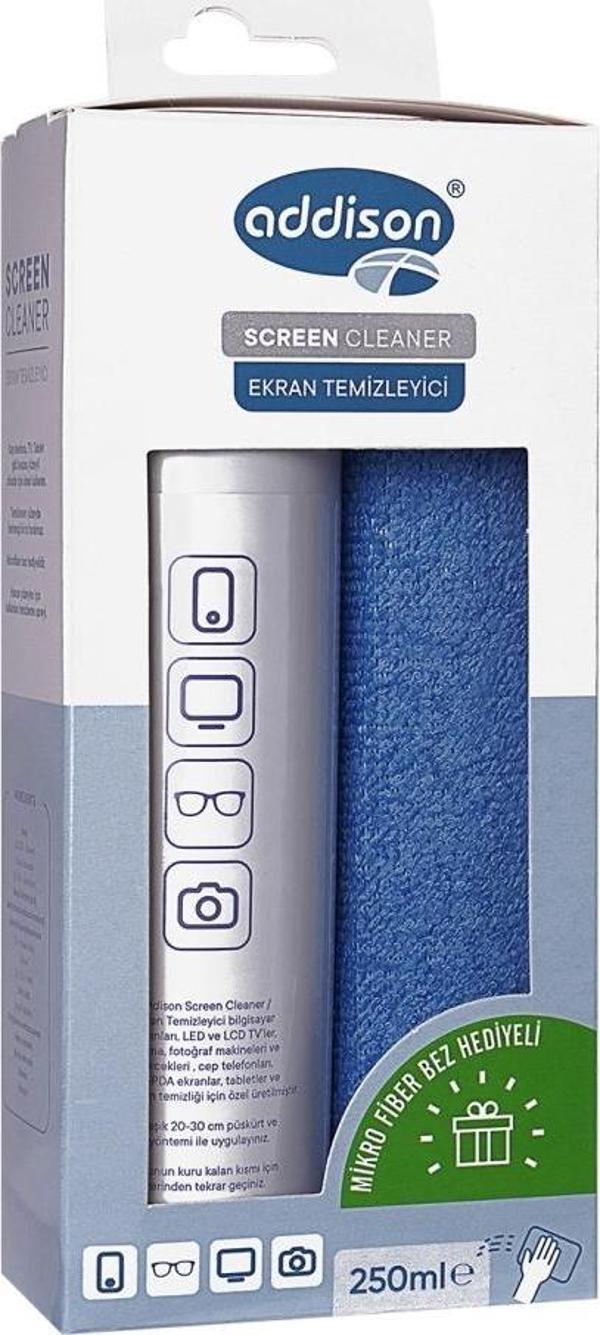 Addıson 300871, Ekran Temizleyici Sprey 250ml. Microfiber Bez İle Birlikte - Image 1