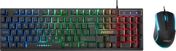 Everest Km-198, Luminax, Rainbow Işıklı, Türkçe Q, Usb Kablolu, Gaming, Klavye Mouse Set - Image 1