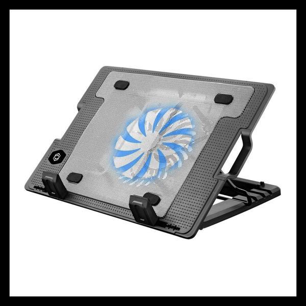 Frısby Fnc-37st 14cm Fan, 10"-17" Notebook Soğutucu, 5 Kademeli Stand, Mavi Ledli (siyah) - Image 1