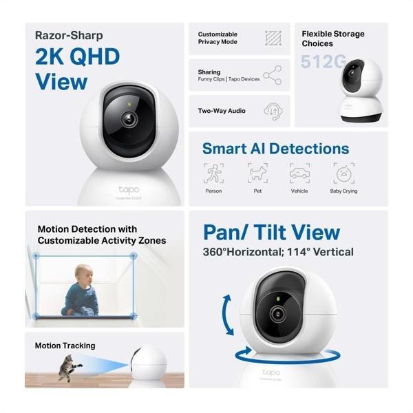 Tp-lınk Tapo C220, 4,0mpix, İç Ve Dış Mekan, Wifi,  9mt. Gece Görüşü, 360 Dönüş, İki Yönlü Ses Güven - Image 1