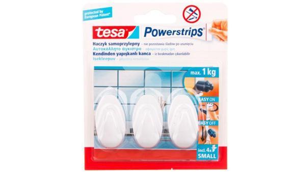 Tesa İz Bırakmadan Sökülebilir Askı Küçük Oval Beyaz, Powerstrips 3 Lü 57533-00100-02 - Image 1