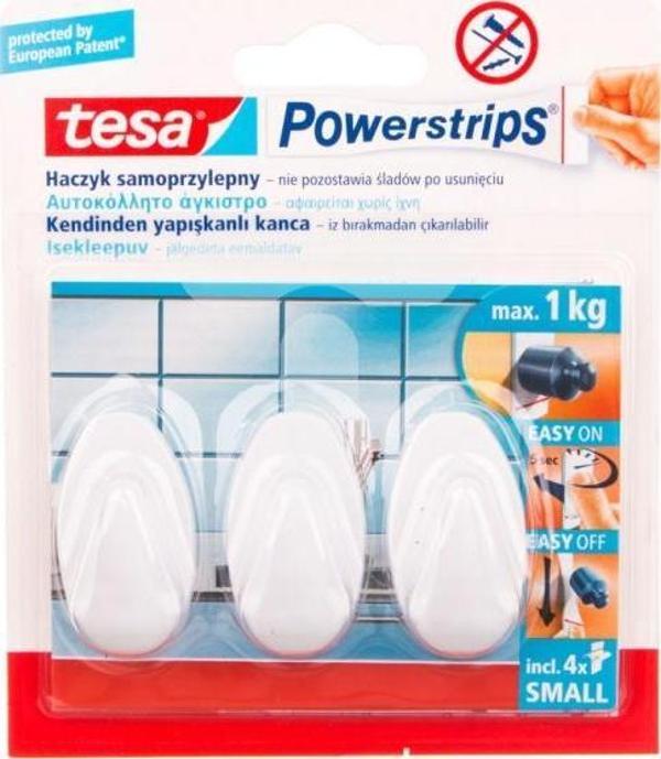 Tesa İz Bırakmadan Sökülebilir Askı Küçük Oval Beyaz, Powerstrips 3 Lü 57533-00100-02 - Image 1