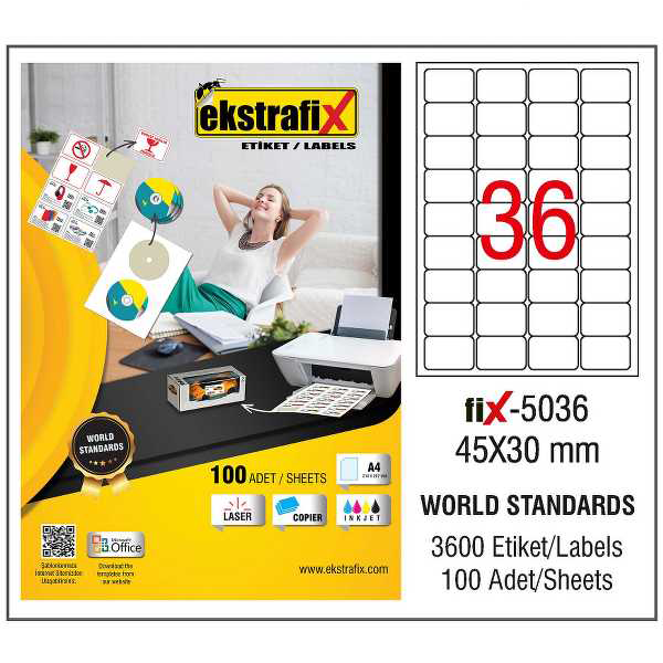 Ekstrafix Lazer Etiket 45X30Mm Fix -5036 8699071024095 - Image 1