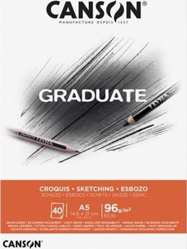 Canson A5 Eskiz Bloğu (Eskiz Çizim Defteri) Graduate Croquis 40 Yaprak 96 Gram 400110361 - Image 1