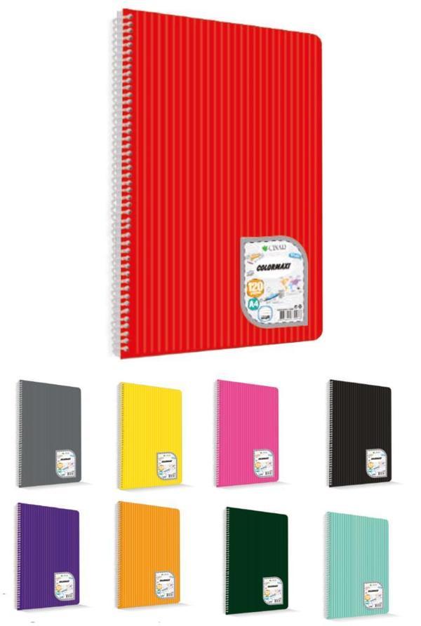 Uni Note A4 Colormaxi Spiralli Defter Plastik Kapak Kareli 120 Yaprak 120/4 73008 (6 Lı Paket) - Image 1