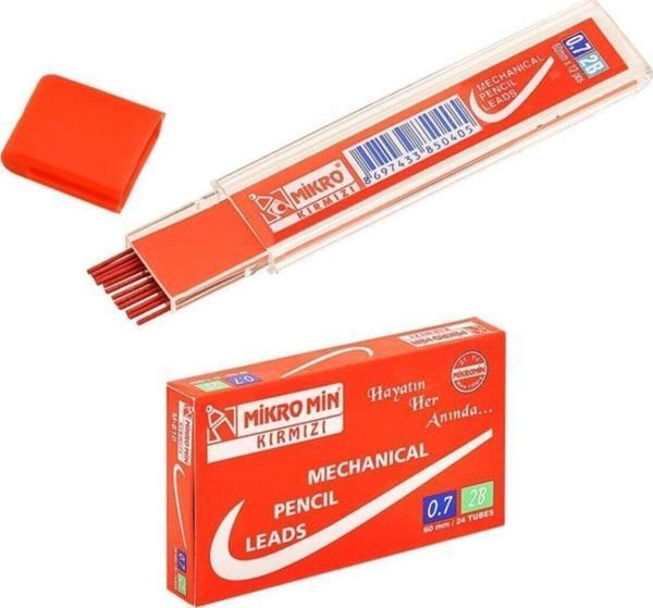 Mikro Min Kırmızı 0,7 Mm Versatil Kalem Ucu 60 Mm 24 Lü (1 Paket 24 Tüp) - Image 1