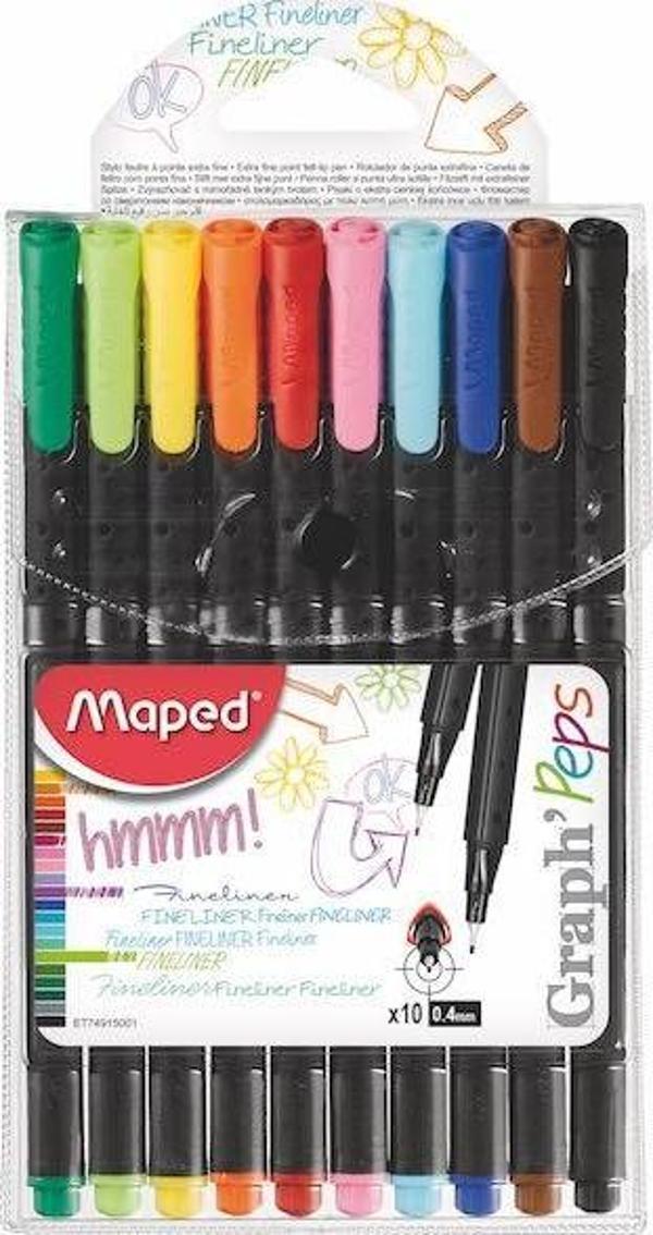 Fineliner Keçe Uç Kalem Extra Fine 0.4Mm 10 Renk Askılı Paket 3154147491508 - Image 1