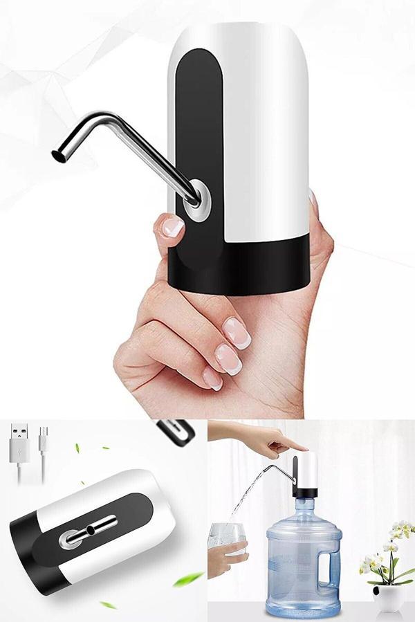 Akari Şarjlı Su Pompası (Damacana Pompası) Usb Şarj Grişi-Şarj Lambası-Paslanmaz Çelik - Image 1
